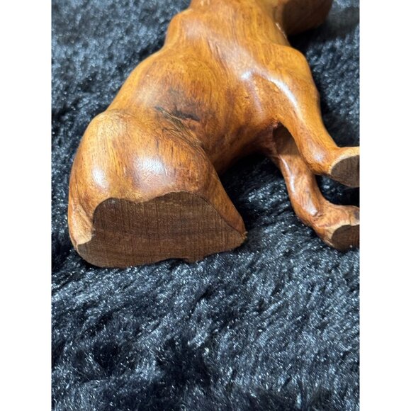 Hand-Carved Wooden Dog Figurine For Home Decor 5"Tall - Picture 7 of 8